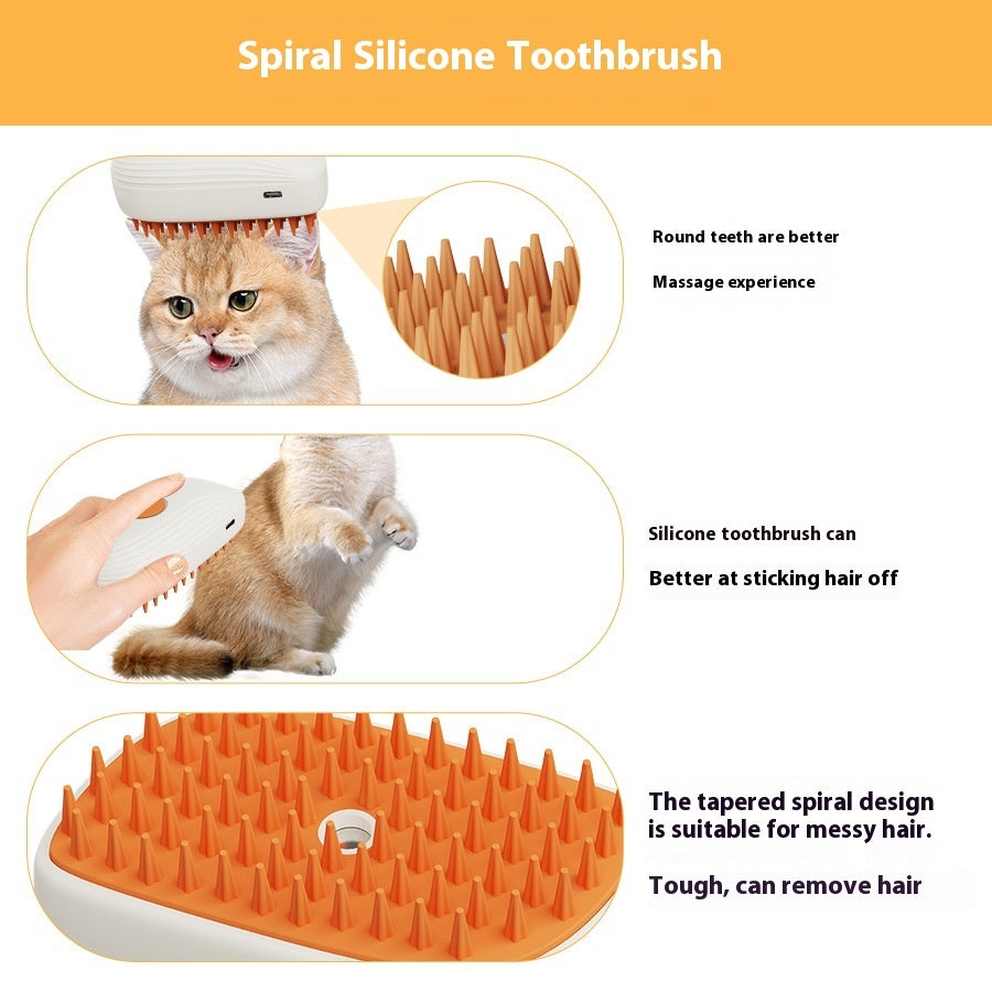 Electric Pet Steam Comb | USB Rechargeable Spray Massage & Hair Removal Tool