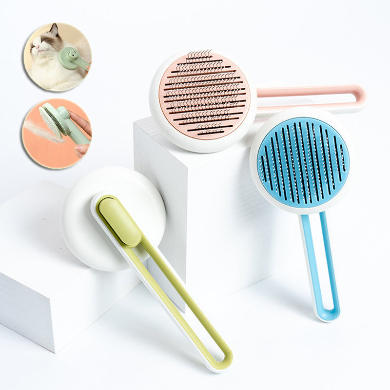 Round Head Pet Grooming Tool | Automatic Dog & Cat Hair Remover Massage Comb