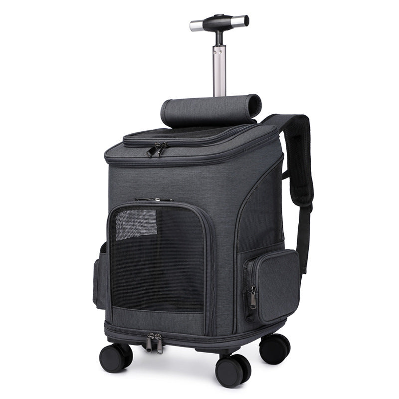 Universal Wheel Trolley Pet Bag | Foldable Travel Backpack for Cats & Small Dogs