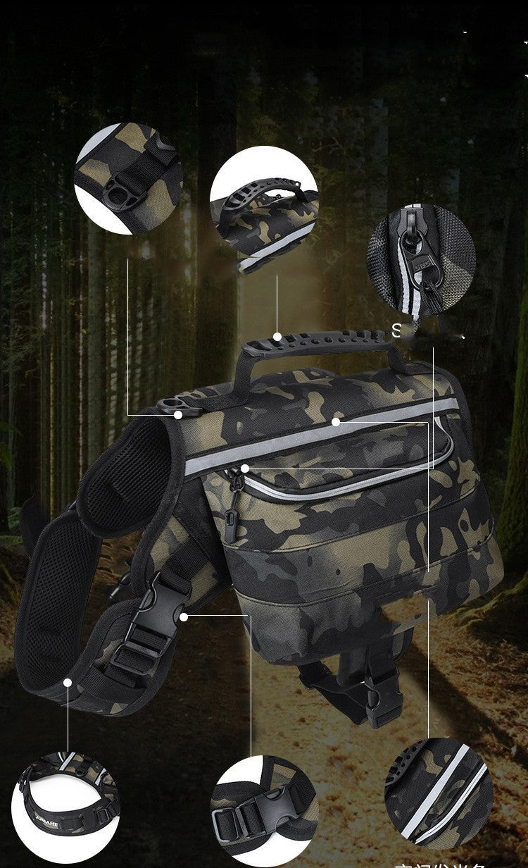 Adjustable Dog Hiking Backpack | Large Pet Travel Saddle Bag for Gear