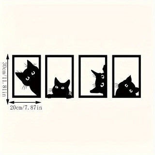 Black Cat Metal Wall Art Decoration Set