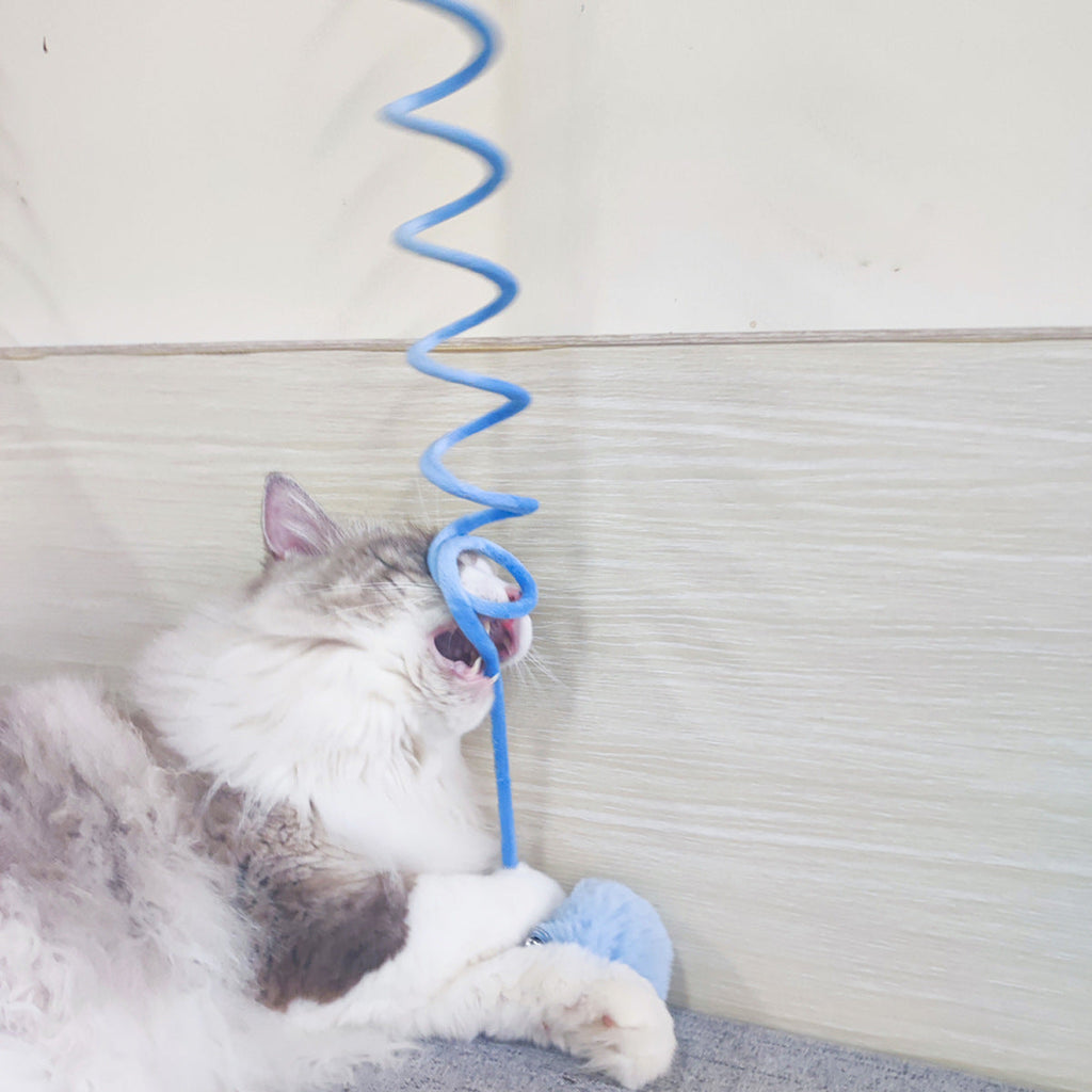 Interactive Cat Toy with Sucker Base | Spring Rabbit Fur Ball Teaser