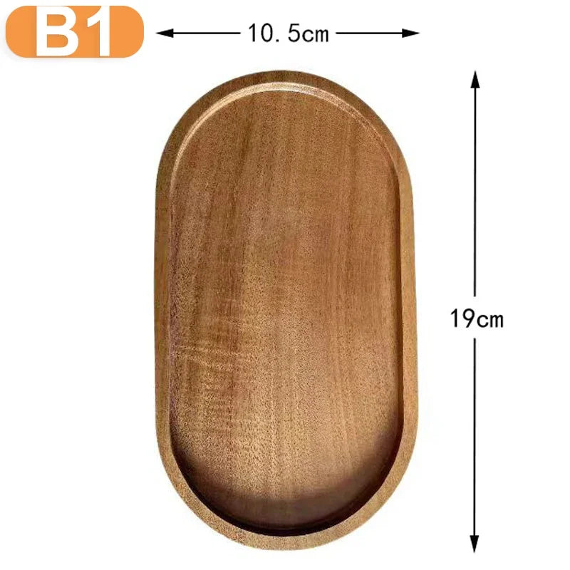 Solid Wood Dessert Plate Round/Rectangle Food Tray Snack Dried Fruit Tea Tray Japanese-style Bread Board Pallet Kitchen Supplies