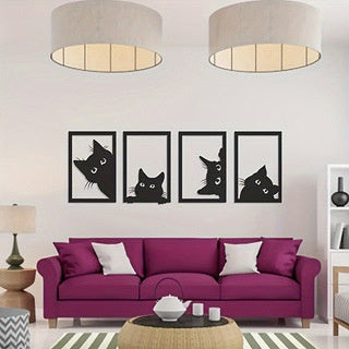 Black Cat Metal Wall Art Decoration Set