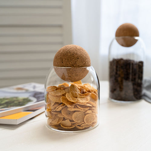 1 SET Storage Ball Jar, Glass Tea Jar, Minimalist Cork Jar, Sealed Candy Jar, Storage Jar, Coffee Jar, Dry Food Storage Jar, Coffee Storage Container
