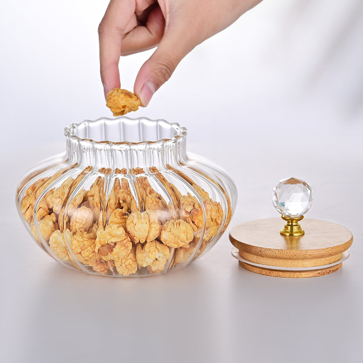 1 PCS High Borosilicate Stripe Sealed Jar, Kitchen Storage Jar, Coffee Can, Coffee Storage Container